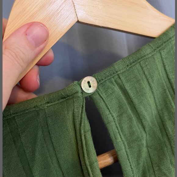 AMOUR VERT NWT Kelly Ribbed Open Back Long MIDI Dress in Pear | L NWT - Picture 7 of 8